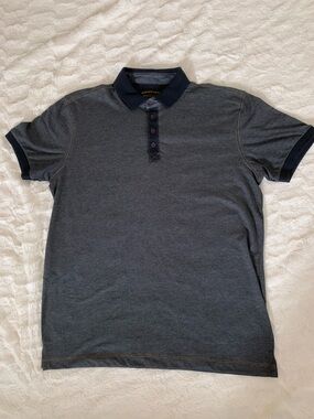 Men's Marfinno Charcoal Polo with Navy Collar